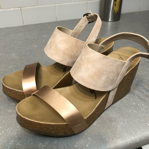 Copper and suede high heel wedge - Picture 1 of 5